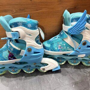 Blue Kids Inline Skates | Elsa Roller Skates | Blue Light-Up Wheels